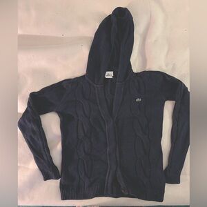 Lacoste cotton, hooded button front sweater.  Size 36 women’s